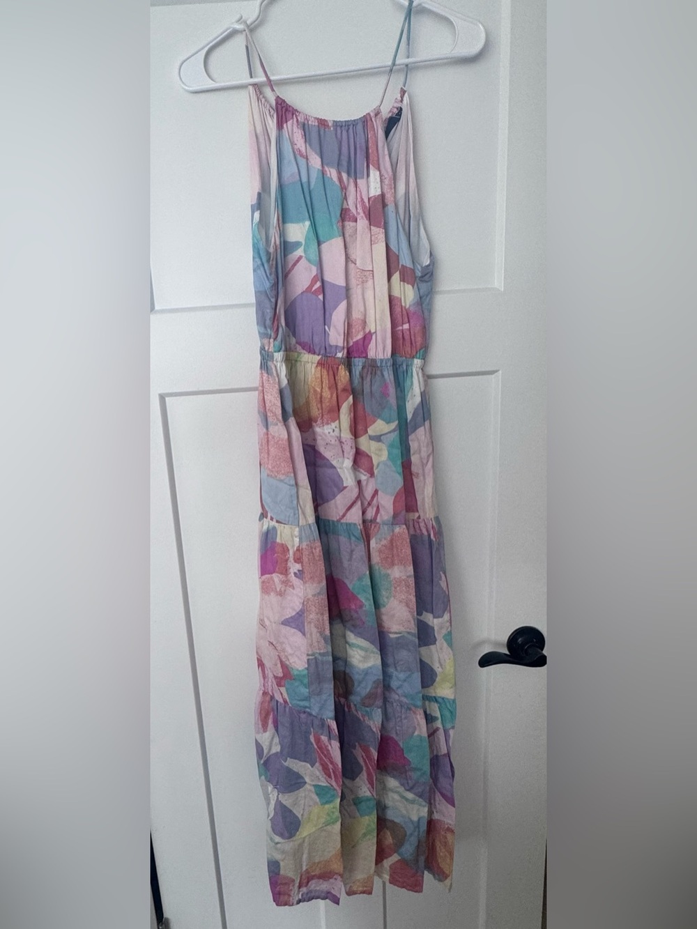 GAP Pastel Abstract Sleeveless Tiered Maxi Dress